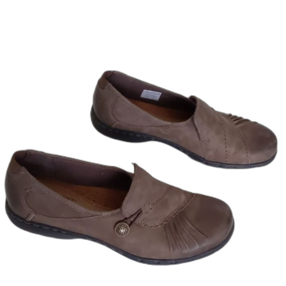 Women's Rockport Cobb Hill Leather Upper Slip On Brown Loafers Size 7 - Picture 5 of 6